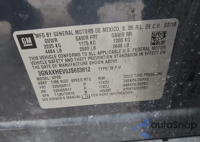 3GNAXHEV0JS603812: 43936222