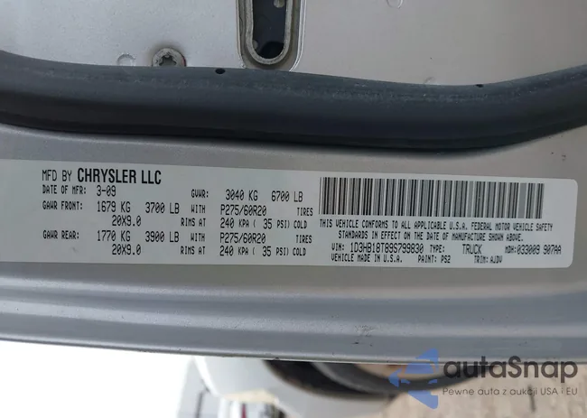 1D3HB18T89S799830: 43936300