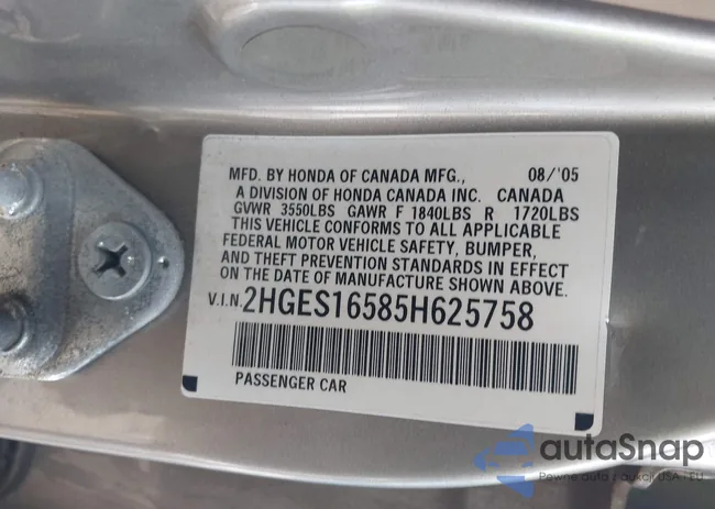 2HGES16585H625758: 43935438