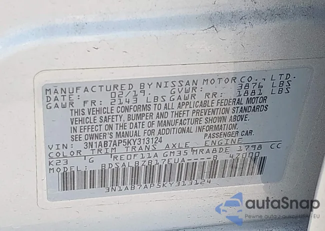 3N1AB7AP5KY313124: 43935535