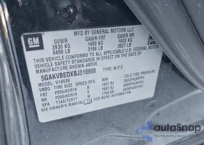 5GAKVBEDXBJ318868: 43935594