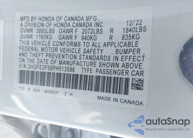 2HGFE2F59PH513586: 43935599