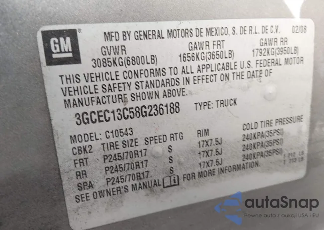 3GCEC13C58G236188: 43935665