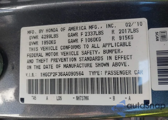 1HGCP2F36AA090564: 43936882