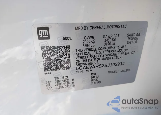 5GAEVARS2SJ102934: 43937163