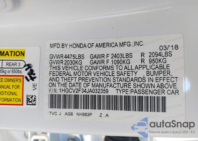 1HGCV2F34JA032359: 43937185