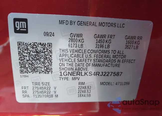 1GNERLKS4RJ227587: 43937301