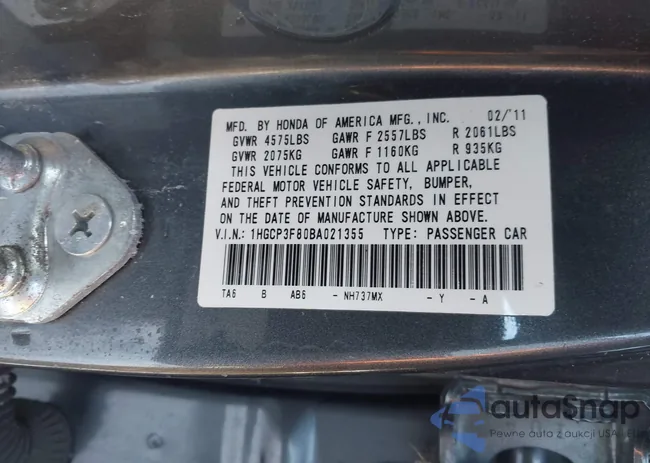 1HGCP3F80BA021355: 43937302