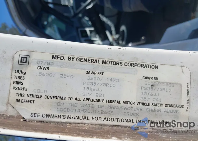 1GCDC14H7CJ162608: 43936421