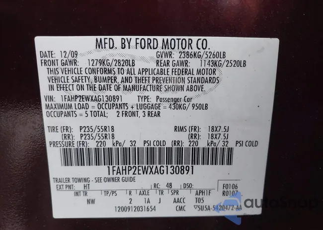 1FAHP2EWXAG130891: 43936496