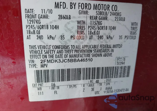 2FMDK3JC5BBA46510: 43936503