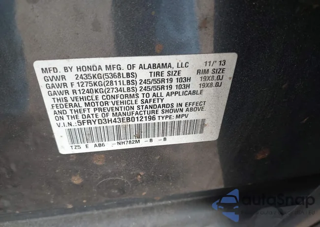 5FRYD3H43EB012196: 43936551