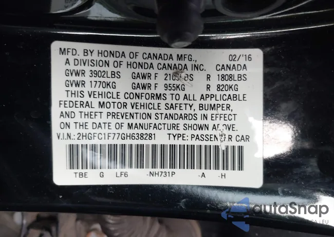 2HGFC1F77GH638281: 43936660