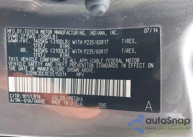 5TDYK3DCXES515014: 43938190