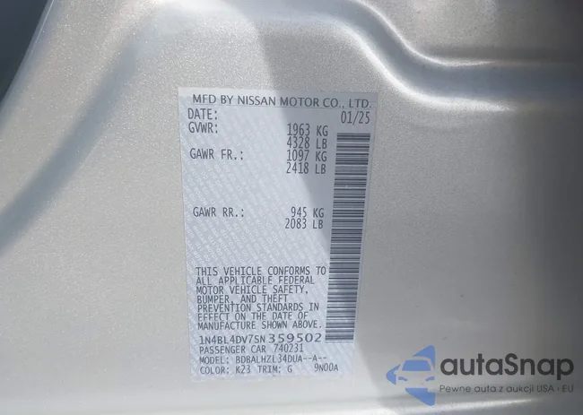 1N4BL4DV7SN359502: 43938294