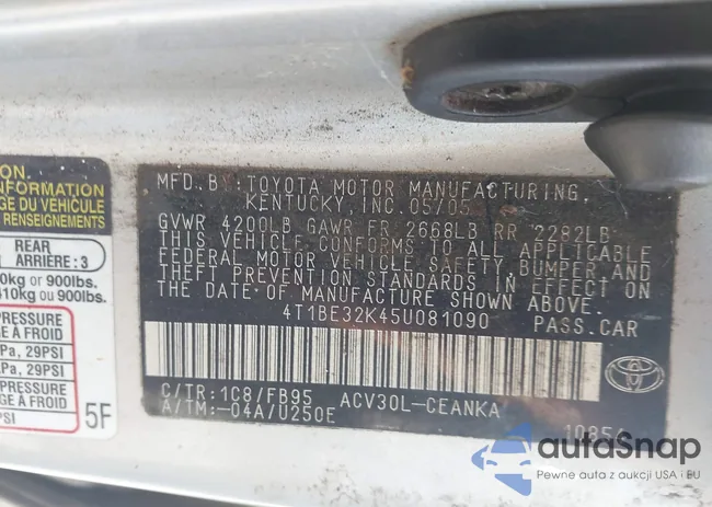 4T1BE32K45U081090: 43937470