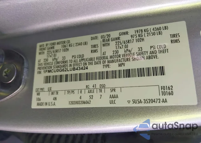 1FMCU0G62LUB43424: 43937508