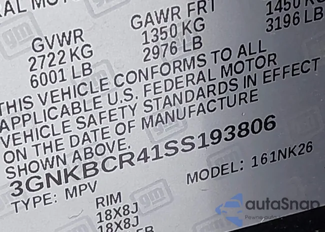 3GNKBCR41SS193806: 43937675