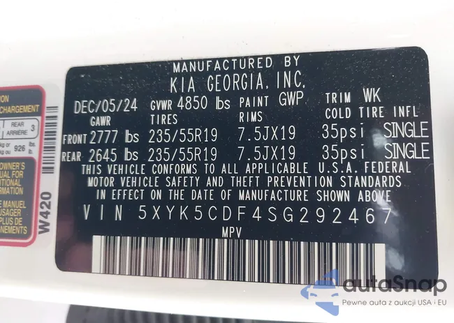 5XYK5CDF4SG292467: 43939000