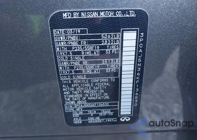 3PCAJ5M36KF136530: 43939021