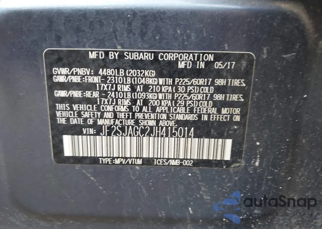 JF2SJAGC2JH415014: 43939059