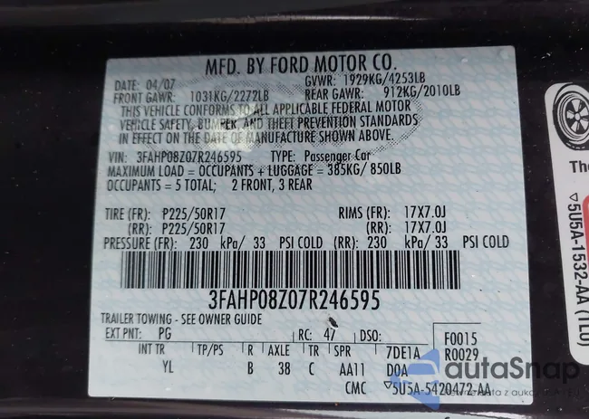 3FAHP08Z07R246595: 43939108