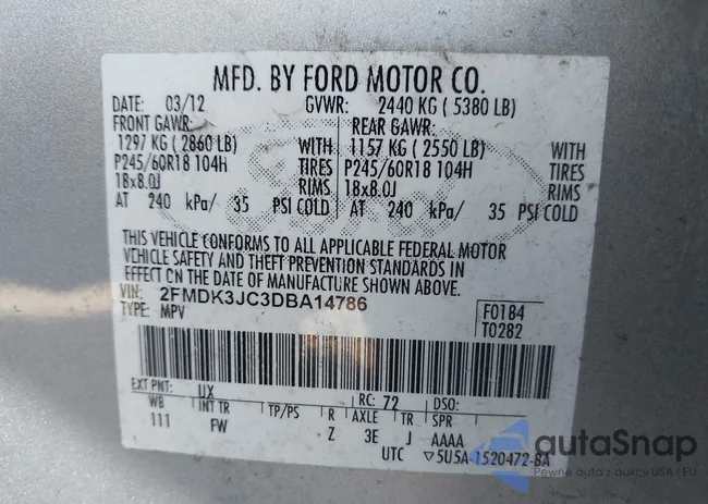 2FMDK3JC3DBA14786: 43939187