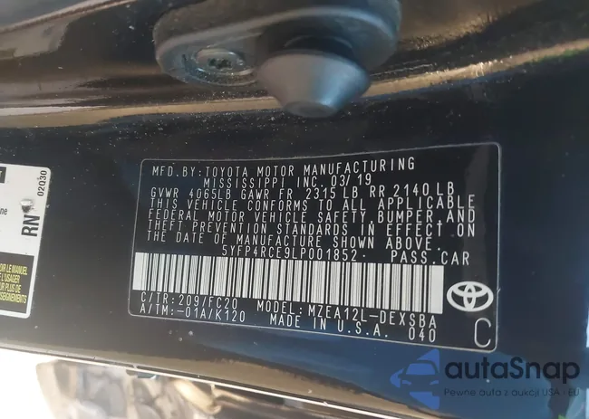 5YFP4RCE9LP001852: 43938485