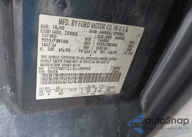 1FTRW07L63KA98952: 43938490