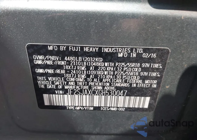 JF2SJAXCXGH530047: 43938623