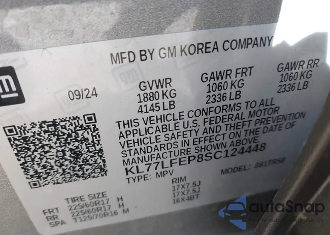 KL77LFEP8SC124448: 43938643