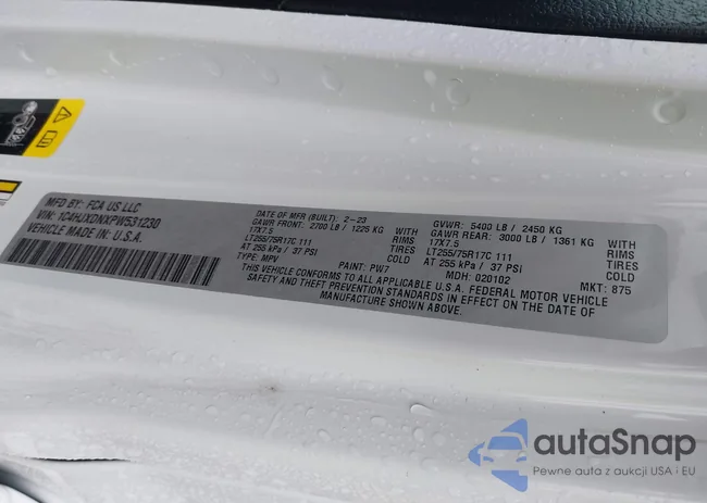 1C4HJXDNXPW531230: 43938769