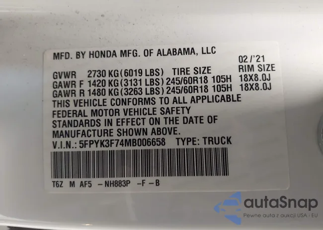 5FPYK3F74MB006658: 43939853