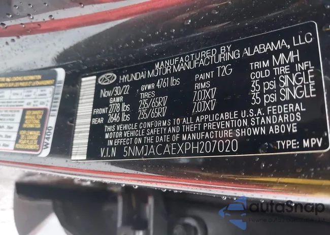 5NMJACAEXPH207020: 43940178