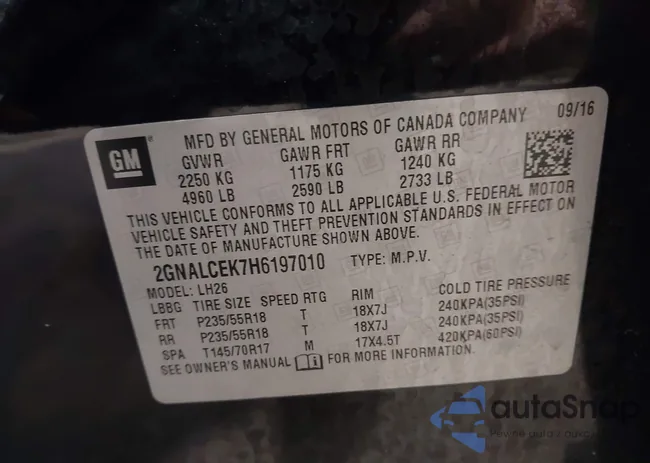 2GNALCEK7H6197010: 43940314