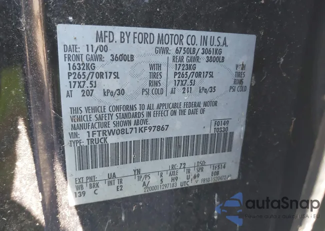 1FTRW08L71KF97867: 43939385