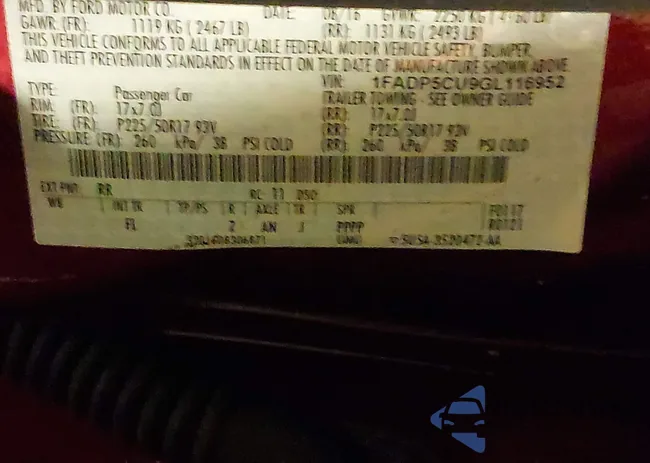 1FADP5CU9GL116952: 43939555