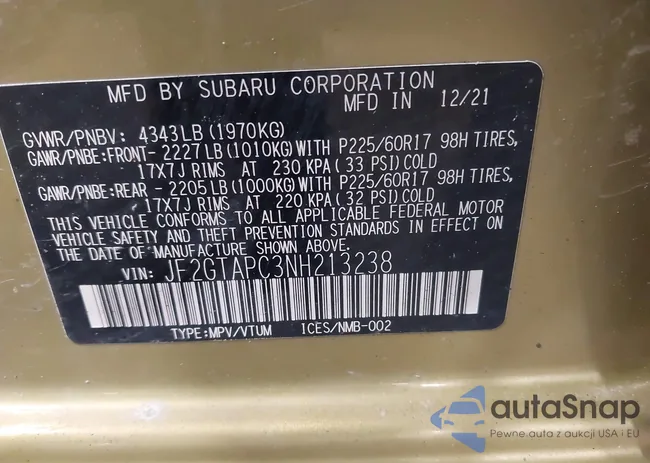 JF2GTAPC3NH213238: 43939659