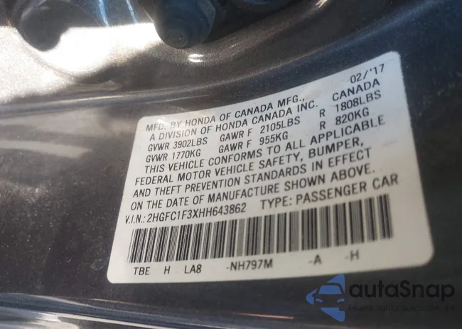 2HGFC1F3XHH643862: 43939661