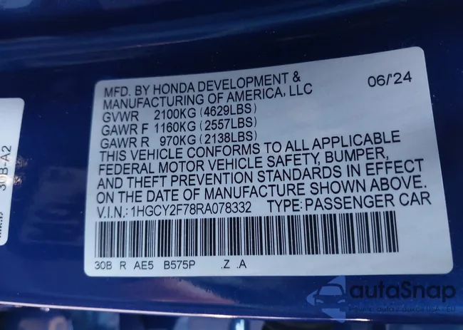 1HGCY2F78RA078332: 43940820