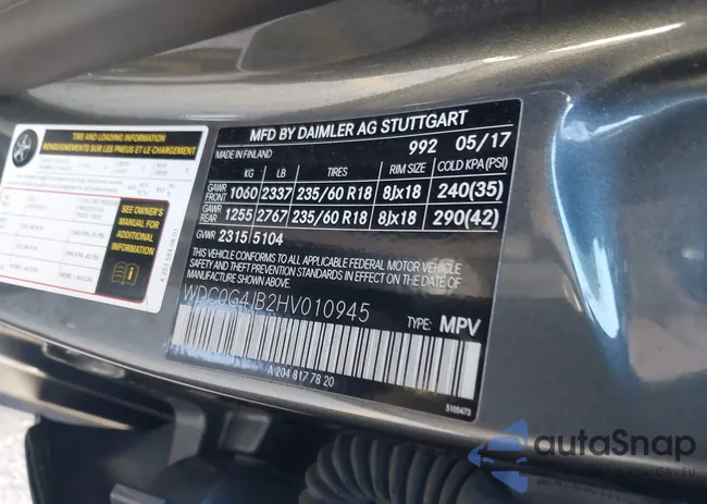 WDC0G4JB2HV010945: 43940911