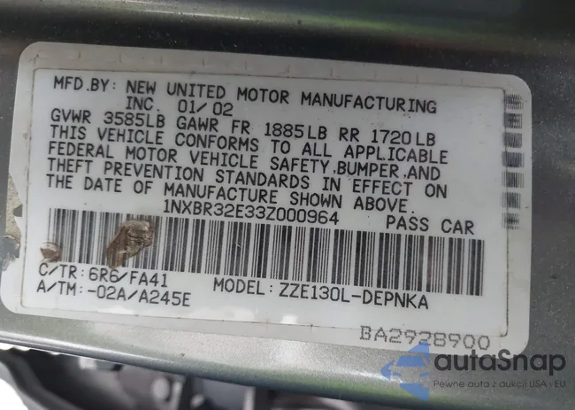 1NXBR32E33Z000964: 43940912