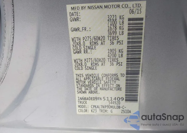 1N6BA0ED9FN511409: 43941053