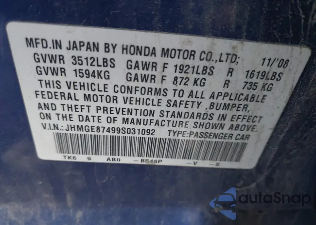 JHMGE87499S031092: 43941067