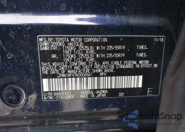 JTMA1RFV7KD006561: 43941174