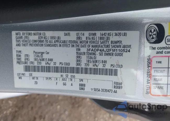 3FADP4AJ2FM110524: 43941201