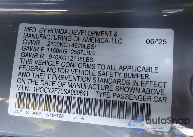 1HGCY2F70SA060641: 43941271