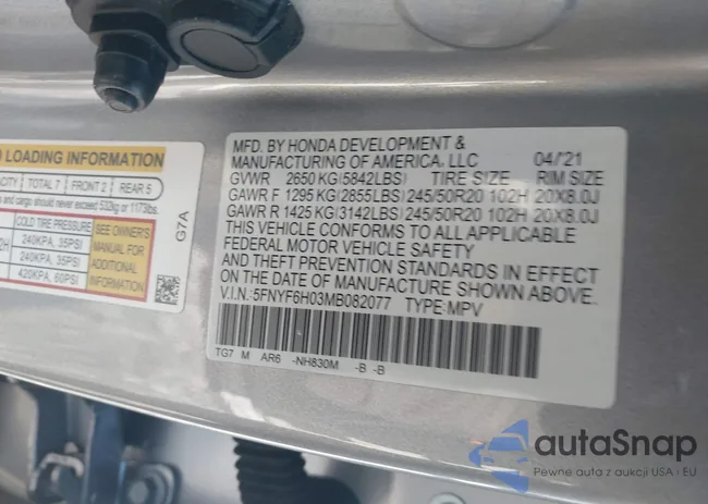 5FNYF6H03MB082077: 43940478