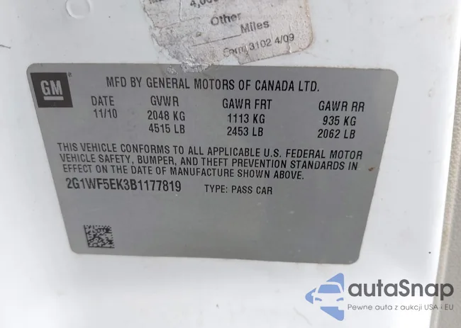 2G1WF5EK3B1177819: 43941900