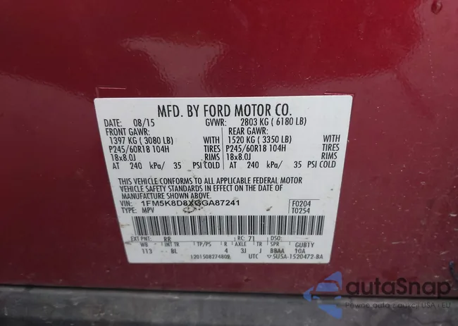 1FM5K8D8XGGA87241: 43941946